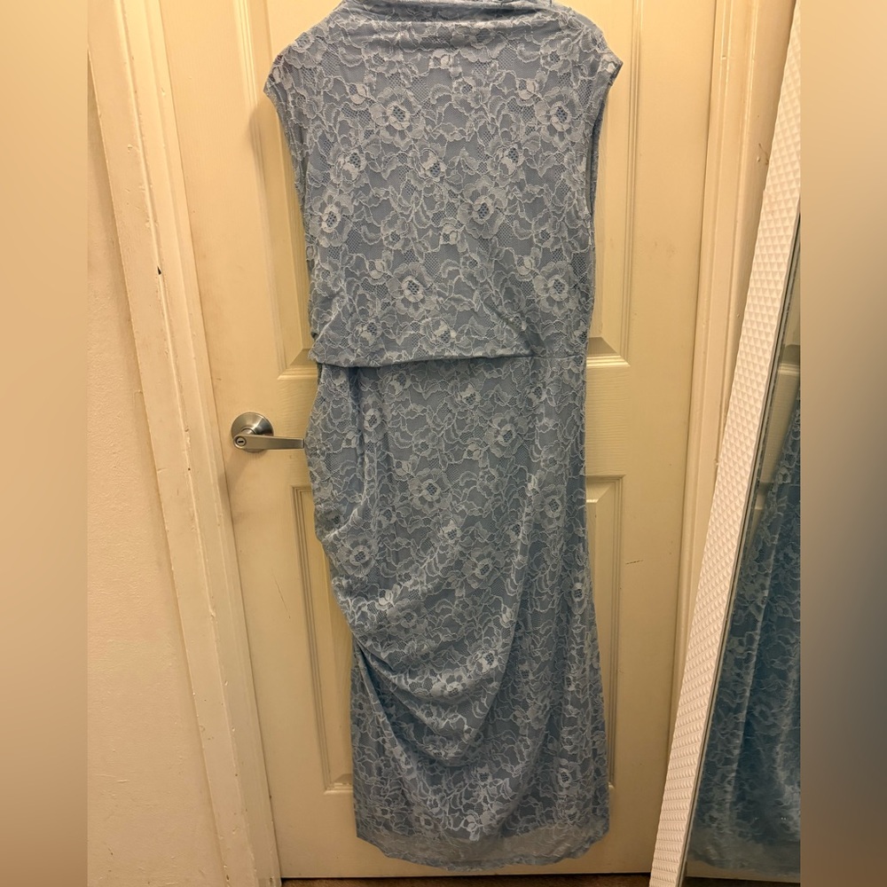 Anthropologie The Maya Dress Ruched Cowl Neck Lace Edition in blue. NWT - Picture 6 of 9